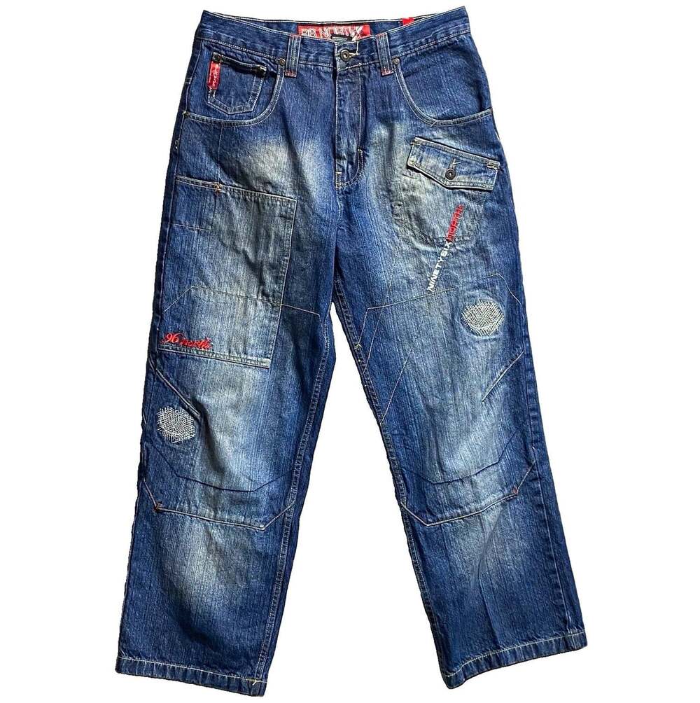 Vtg Y2K 96 North Baggy Jeans 34x30 Multi Pocket Wide Leg Skater Hip Hop Denim